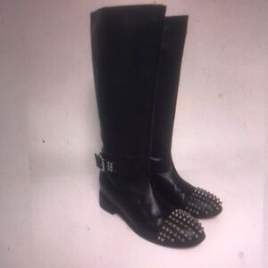 Studded Black Knee-High Boots